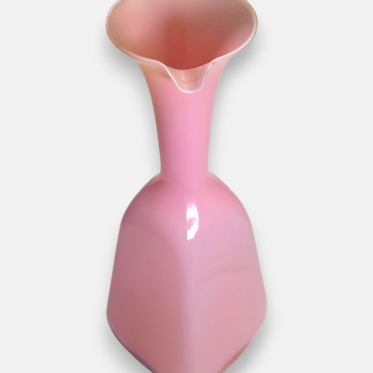 Opaline Fiorentina Vintage Pink And White Handle Glass Jug - Pink/White