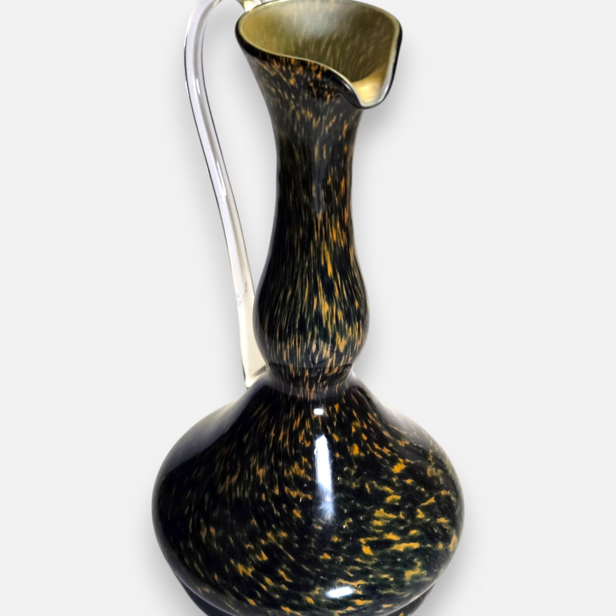 Empoli Mottled Orange And Black Glass Jug - Black/Orange