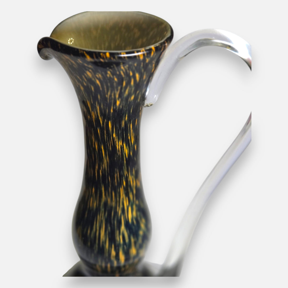 Empoli Mottled Orange And Black Glass Jug - Black/Orange