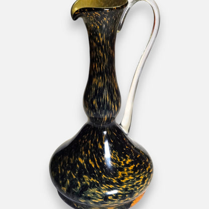 Empoli Mottled Orange And Black Glass Jug - Black/Orange