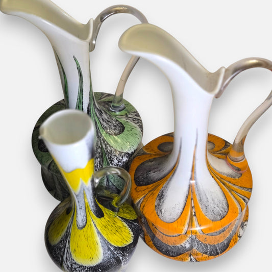 Opaline Vintage 3 Glass Jugs Green/orange/Yellow - Multi