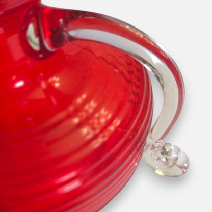 Riihimacn Lasi Pair Of Red Glass Jugs - Red
