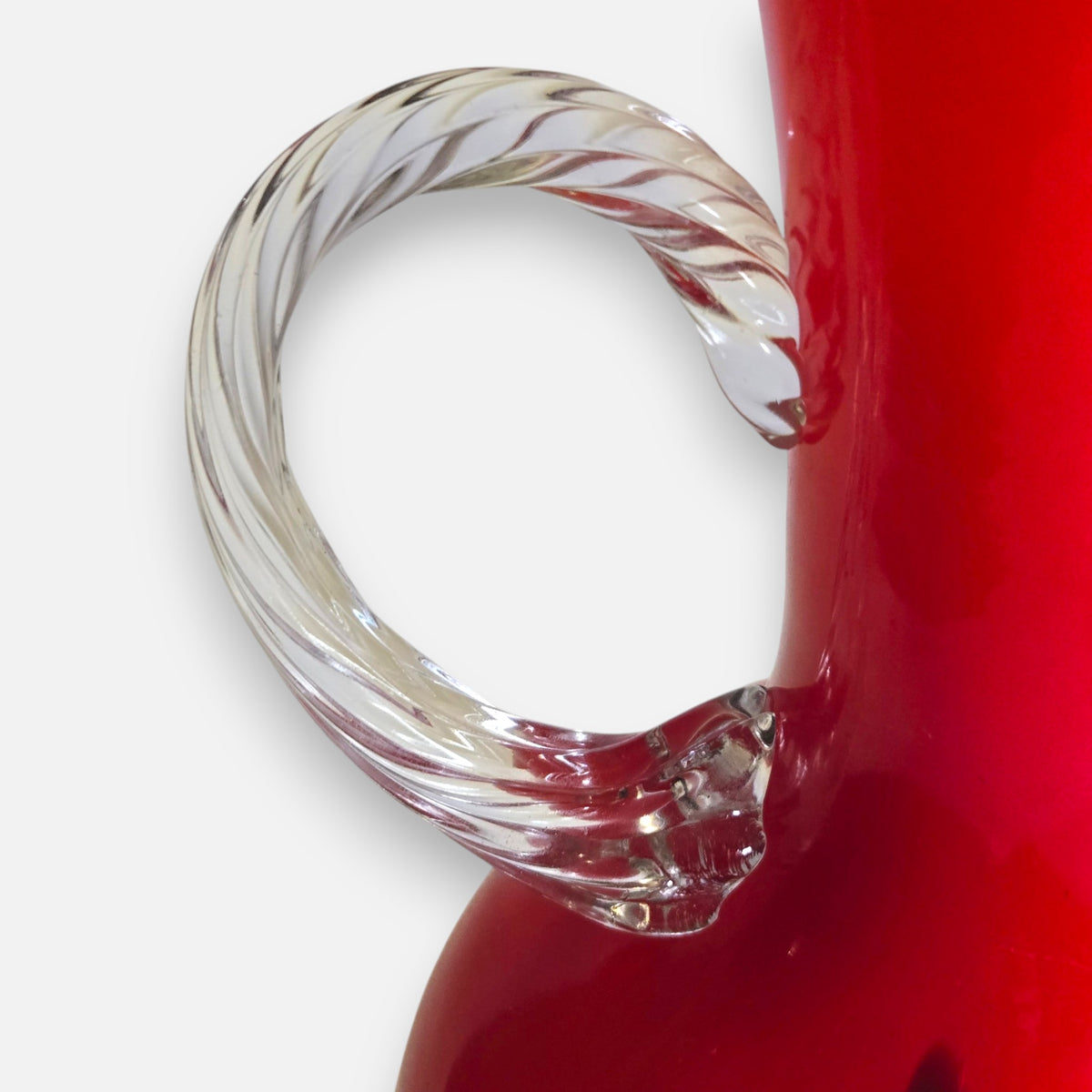 Empoli Vintage Opaline Red And Black Glass Jug - Red/Black