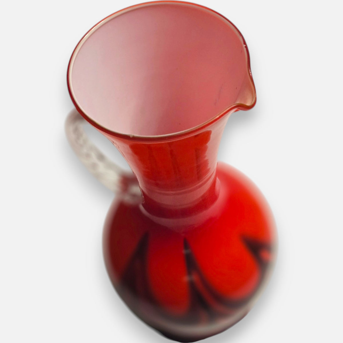 Empoli Vintage Opaline Red And Black Glass Jug - Red/Black