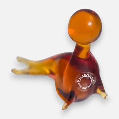 Murano Amber Seal and Teal Blue Snail - Amber/Teal