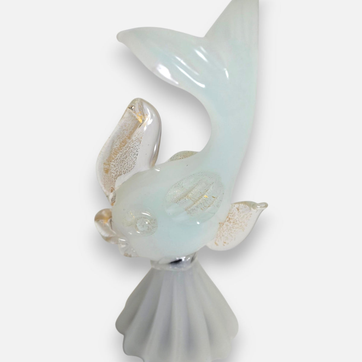Murano Opaline White Glass Fish - White