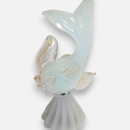 Murano Opaline White Glass Fish - White