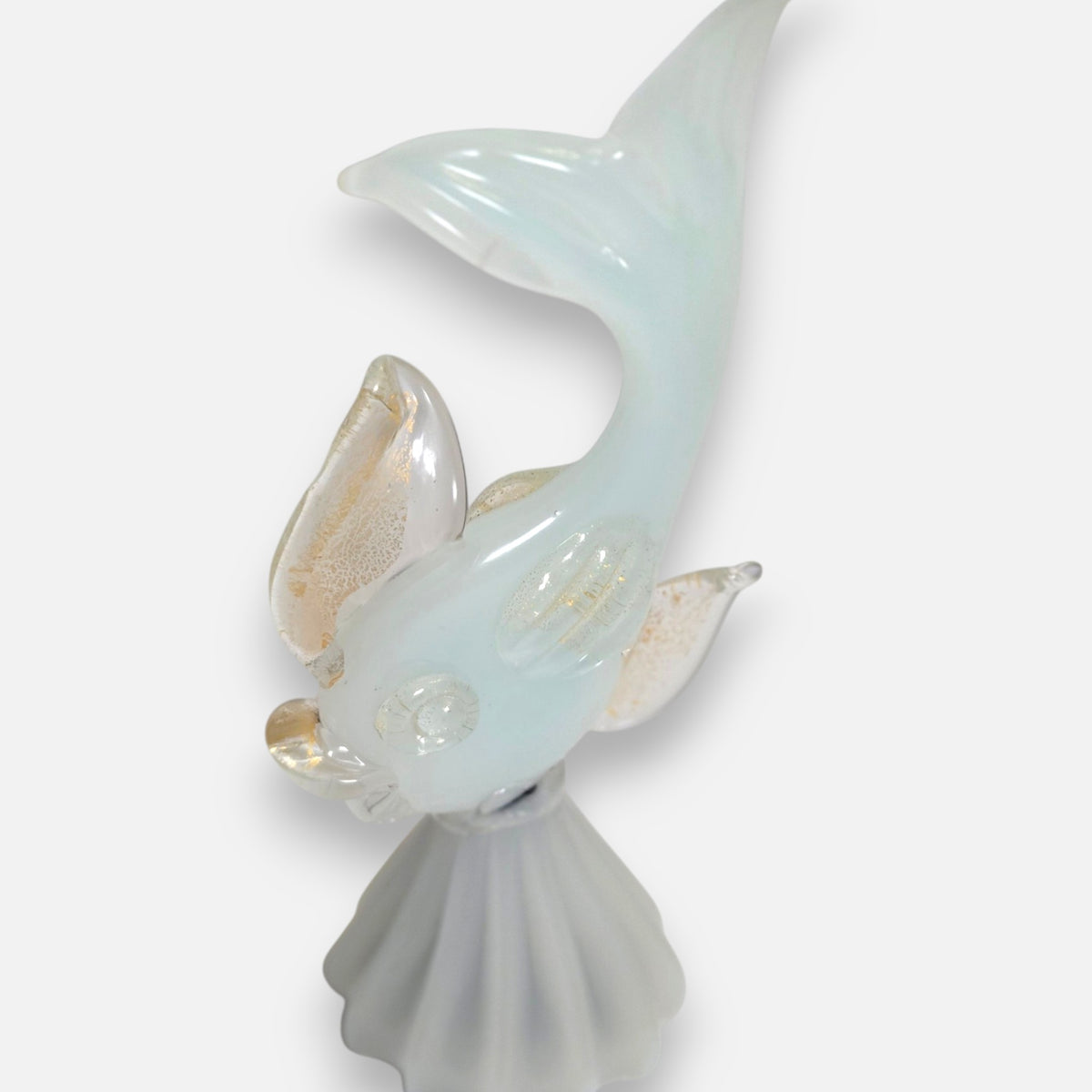 Murano Opaline White Glass Fish - White