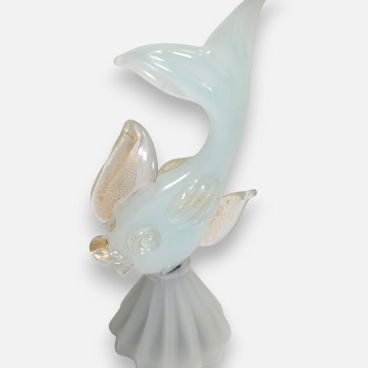 Murano Opaline White Glass Fish - White