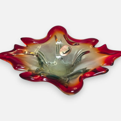 Murano Vintage Ruby Red Glass Bowl - Ruby Red