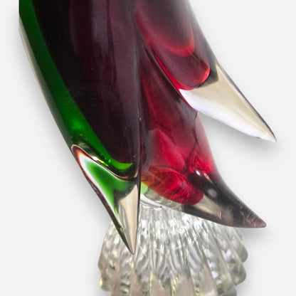 Murano Vintage Glass Red And Green Bird/Swan - Red/Green