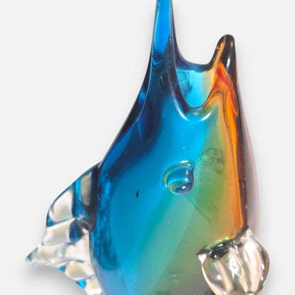 Murano Vintage Red And Green Glass Fish Vases - Multi