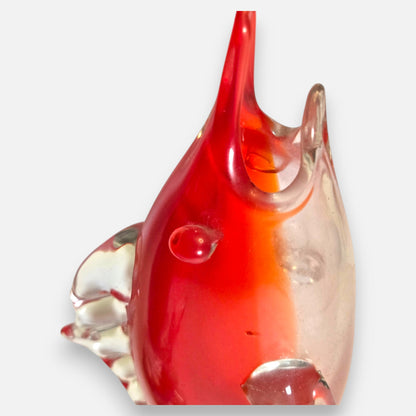 Murano Vintage Red And Green Glass Fish Vases - Multi