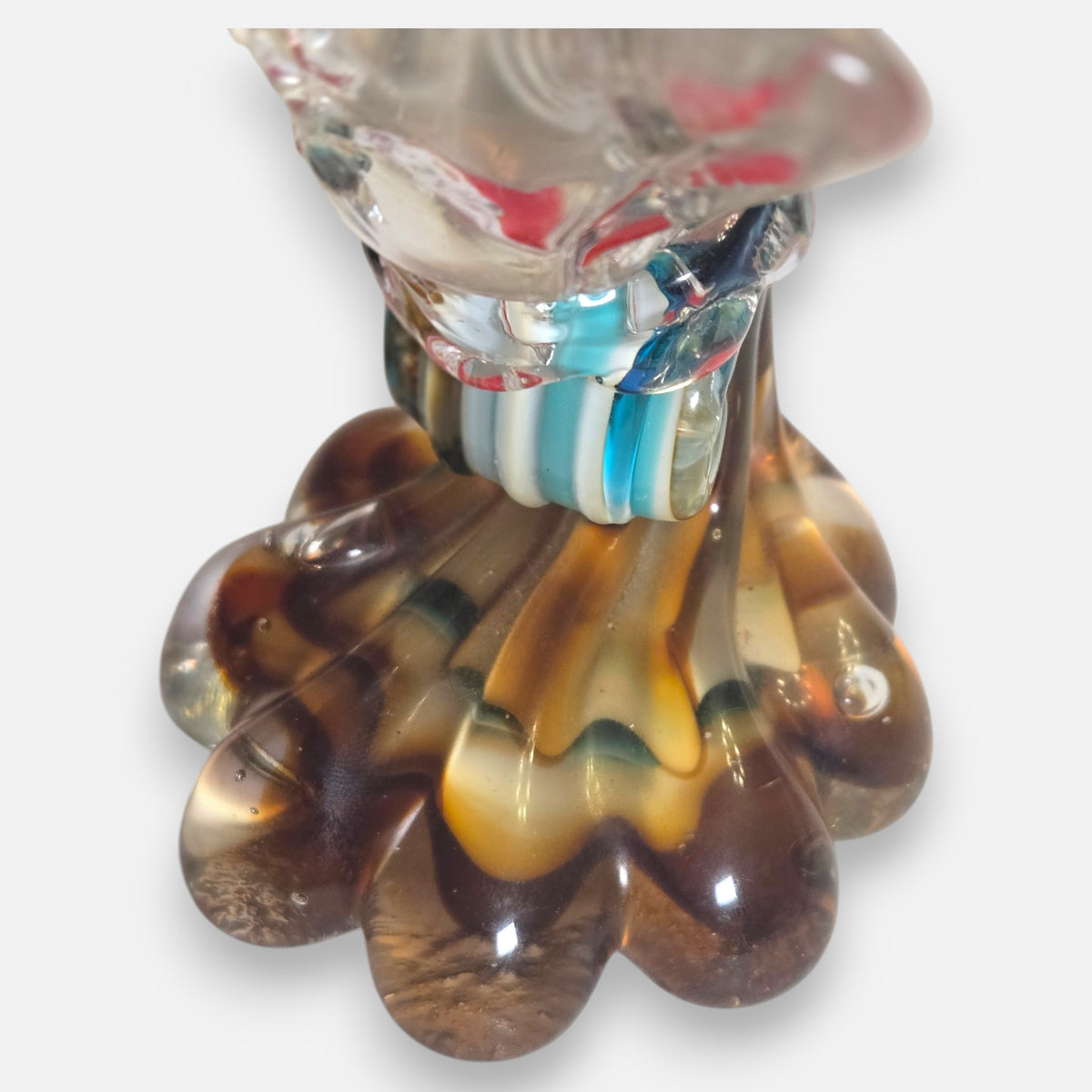 Murano Vintage Red And Green Glass Fish Vases - Multi