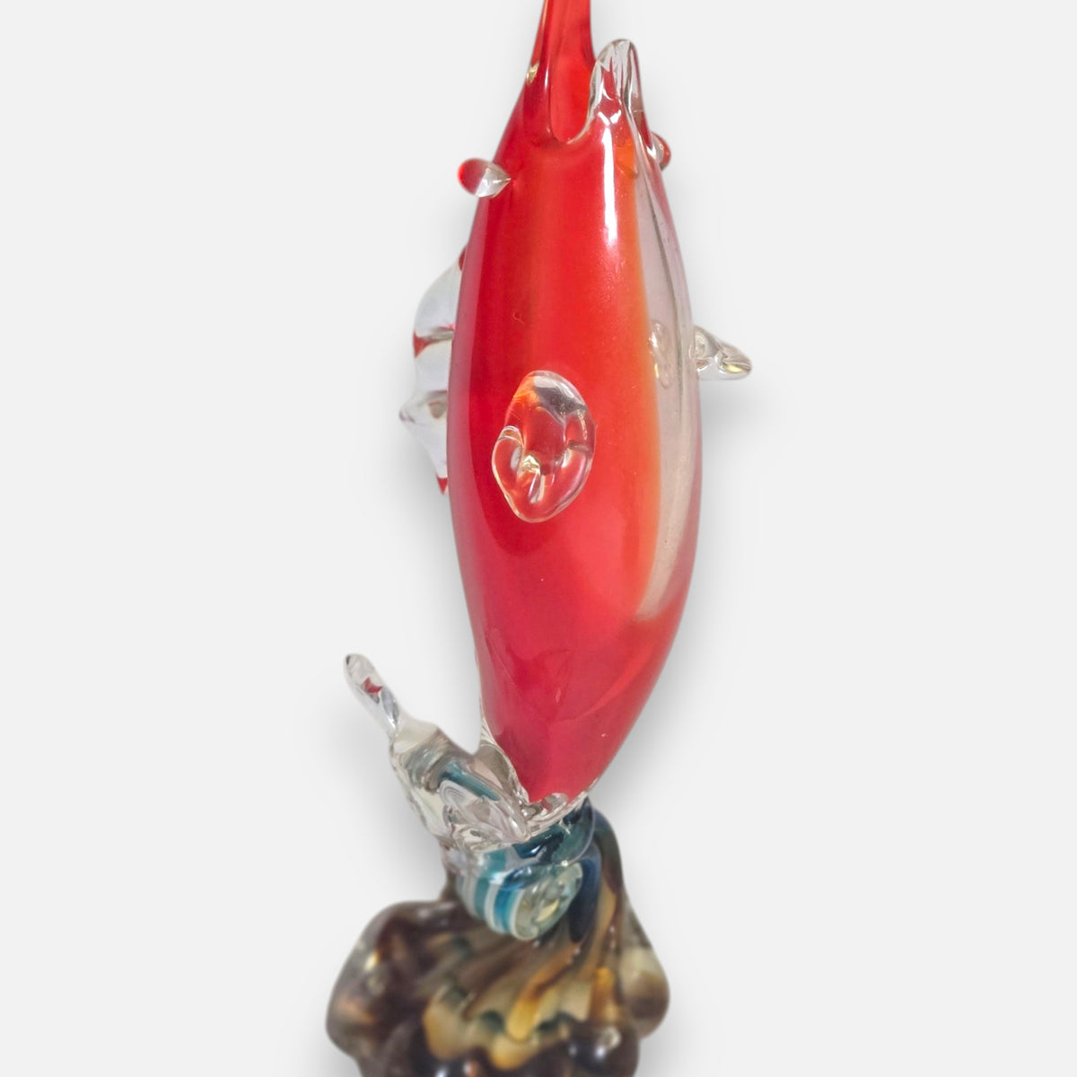 Murano Vintage Red And Green Glass Fish Vases - Multi