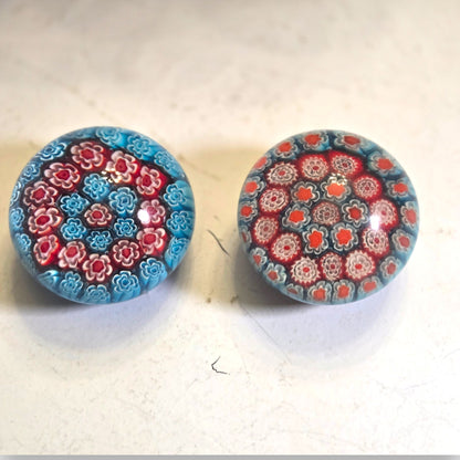Murano Vintage Two Blue Paperwieghts  - Multi