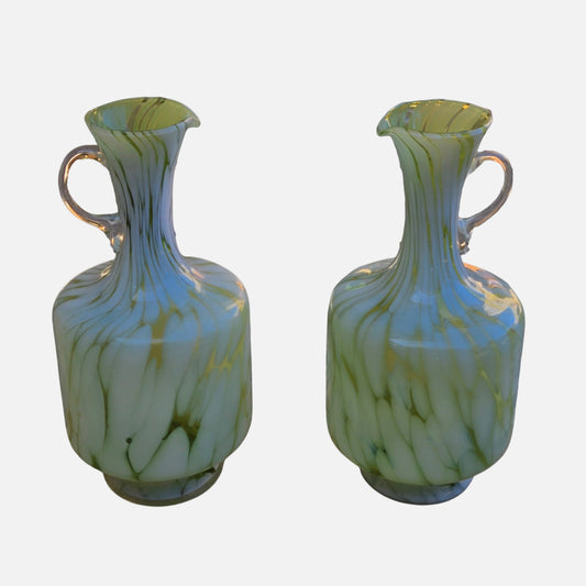 Empoli Olive Green Pair Glass Jugs - Multi