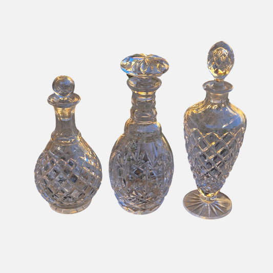 Three Bohemian Crystal Decanters - Clear