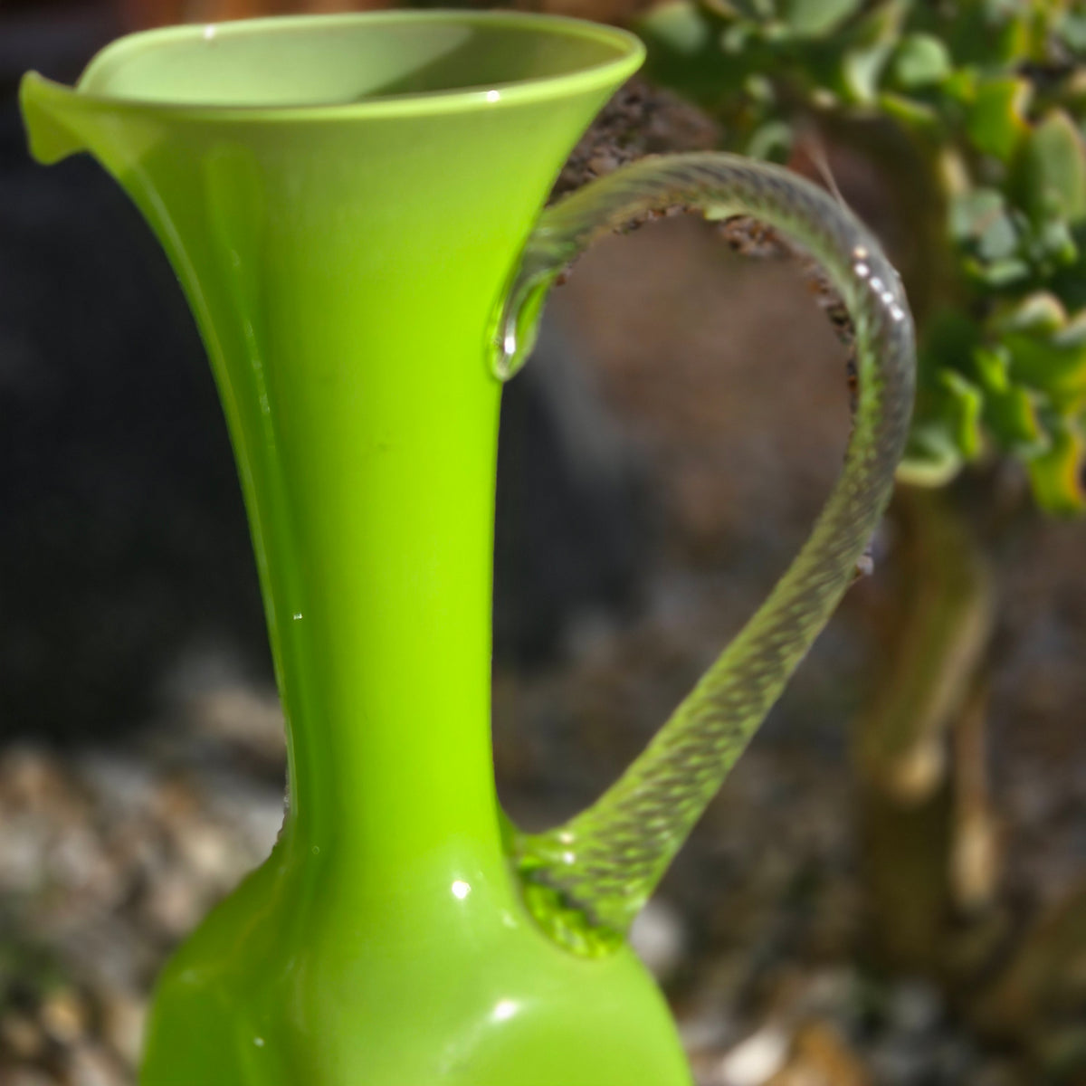 Empoli Vintage Pair Of Green Glass Jugs - Green