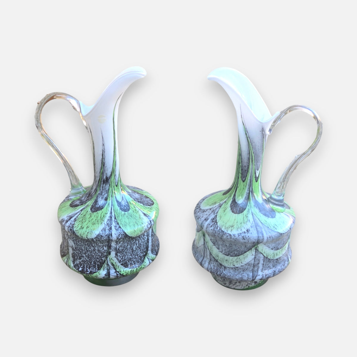 Empoli Pair Of Green And Grey Glass Jugs - Multi