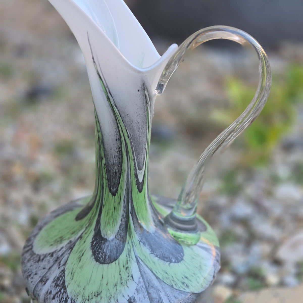 Empoli Pair Of Green And Grey Glass Jugs - Multi