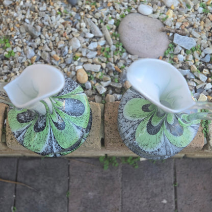 Empoli Pair Of Green And Grey Glass Jugs - Multi