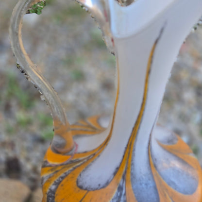 Empoli Pair of Orange And Grey Glass Jugs - Multi