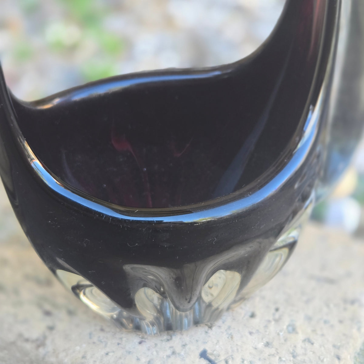 Murano Glass Black Basket Bowl - Black