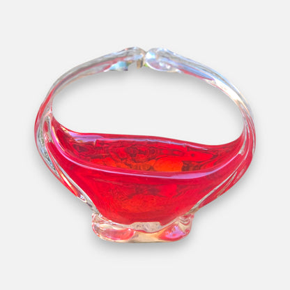 Murano Glass Red Basket Bowl - Red