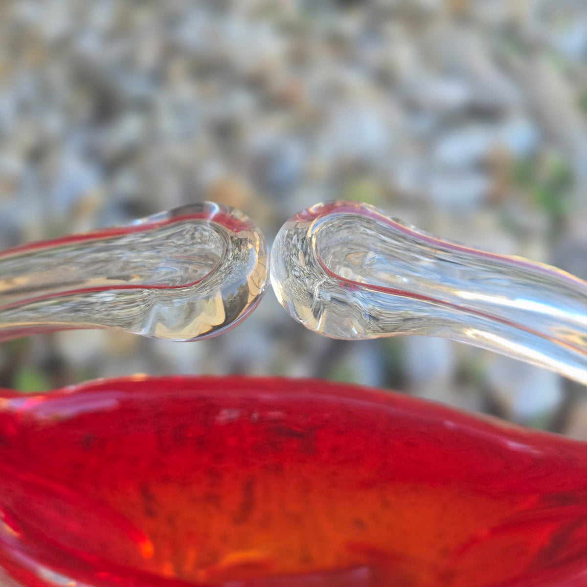 Murano Glass Red Basket Bowl - Red