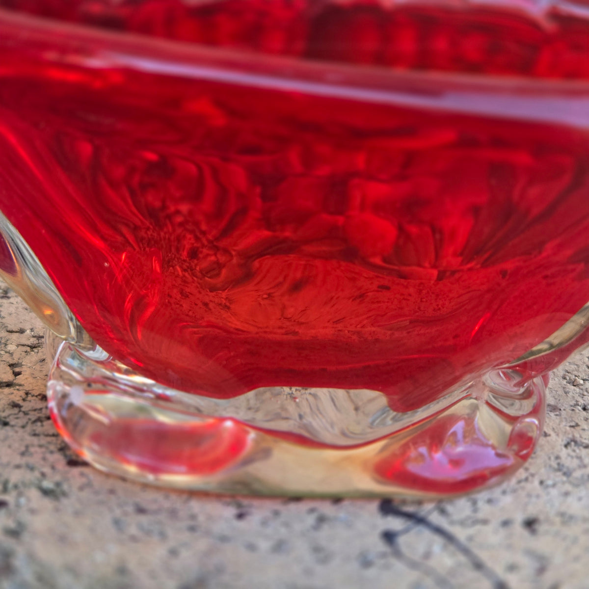 Murano Glass Red Basket Bowl - Red