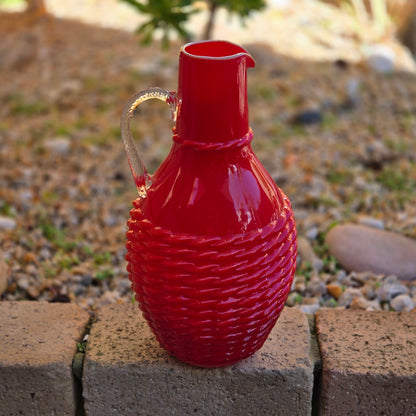 Empoli Vintage Red And Blue Glass Jugs - Red/Blue