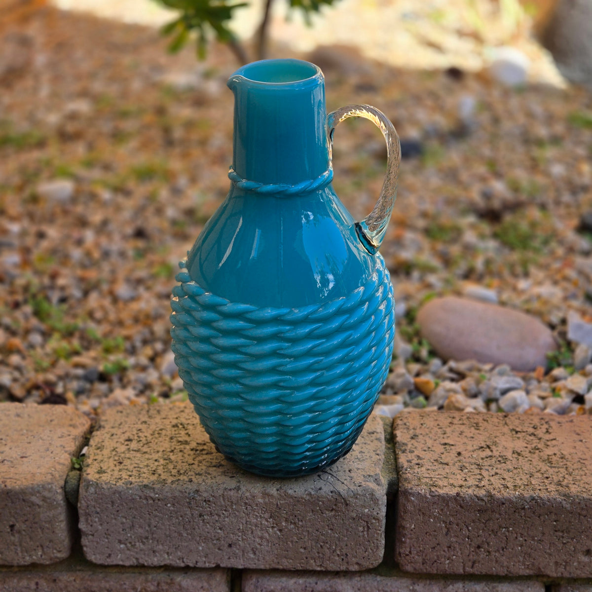 Empoli Vintage Red And Blue Glass Jugs - Red/Blue