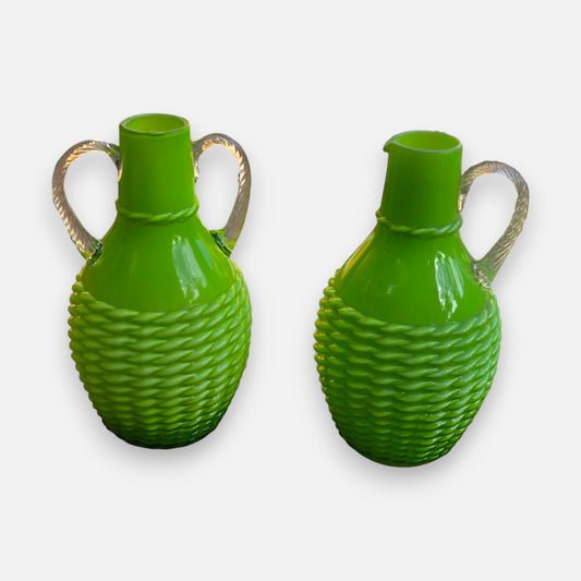 Empoli Vintage Green Two Glass Jugs - Green