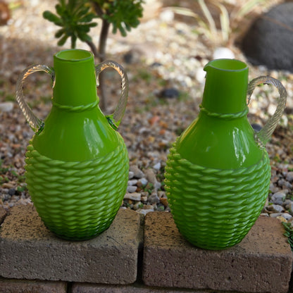 Empoli Vintage Green Two Glass Jugs - Green