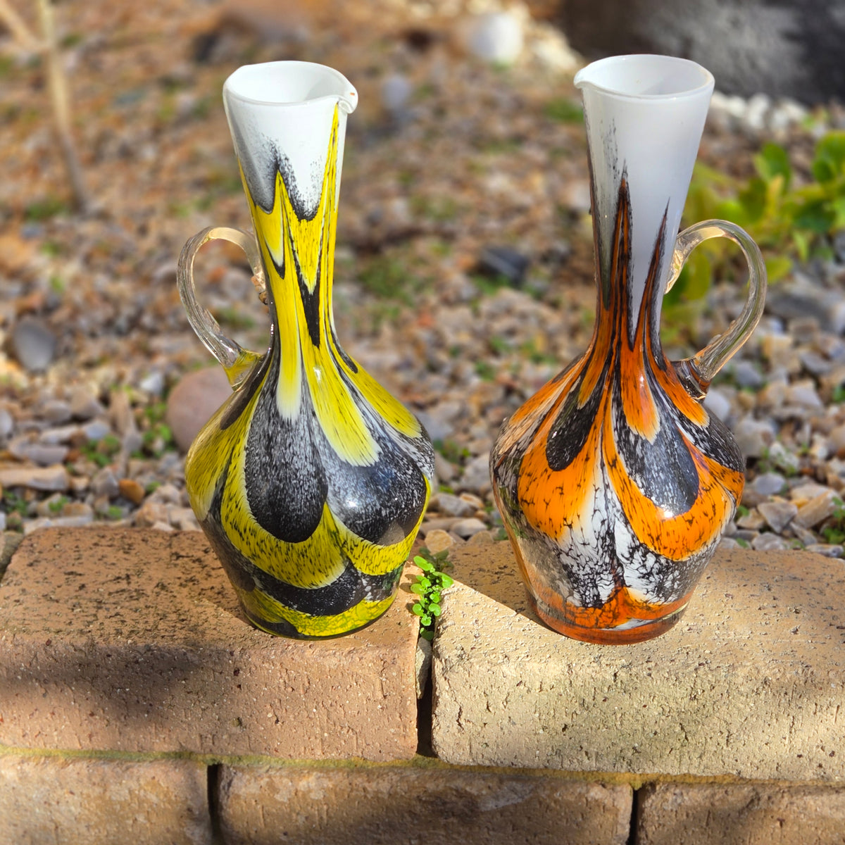 Empoli Vintage Yellow And Oragne Glass Jugs - Yellow/Orange