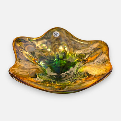 Sanyu Vintage Amber And Green Glass Bowl - Amber/Green