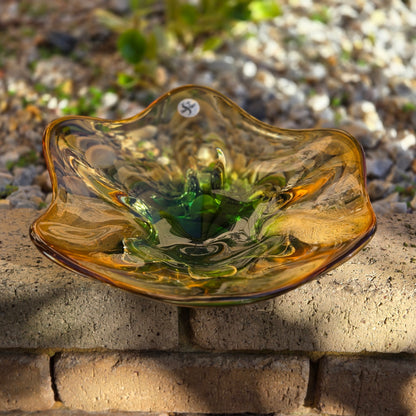 Sanyu Vintage Amber And Green Glass Bowl - Amber/Green