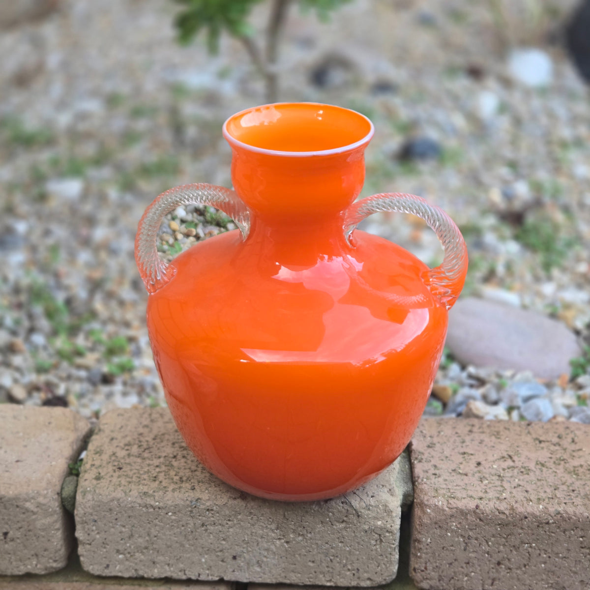 Empoli Vintage Orange And Blue Glass Jugs - Orange/Blue