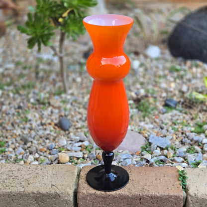 Ryd Glasbruk Orange And Black Glass Vase  - Orange/Black