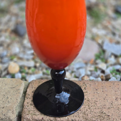 Ryd Glasbruk Orange And Black Glass Vase  - Orange/Black