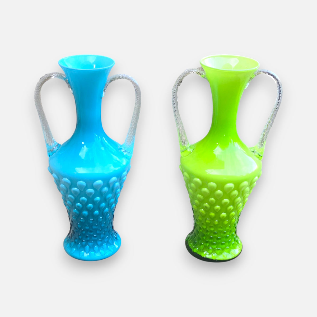 Empoli Vintage Green And Blue Glass Jugs - Green/Blue