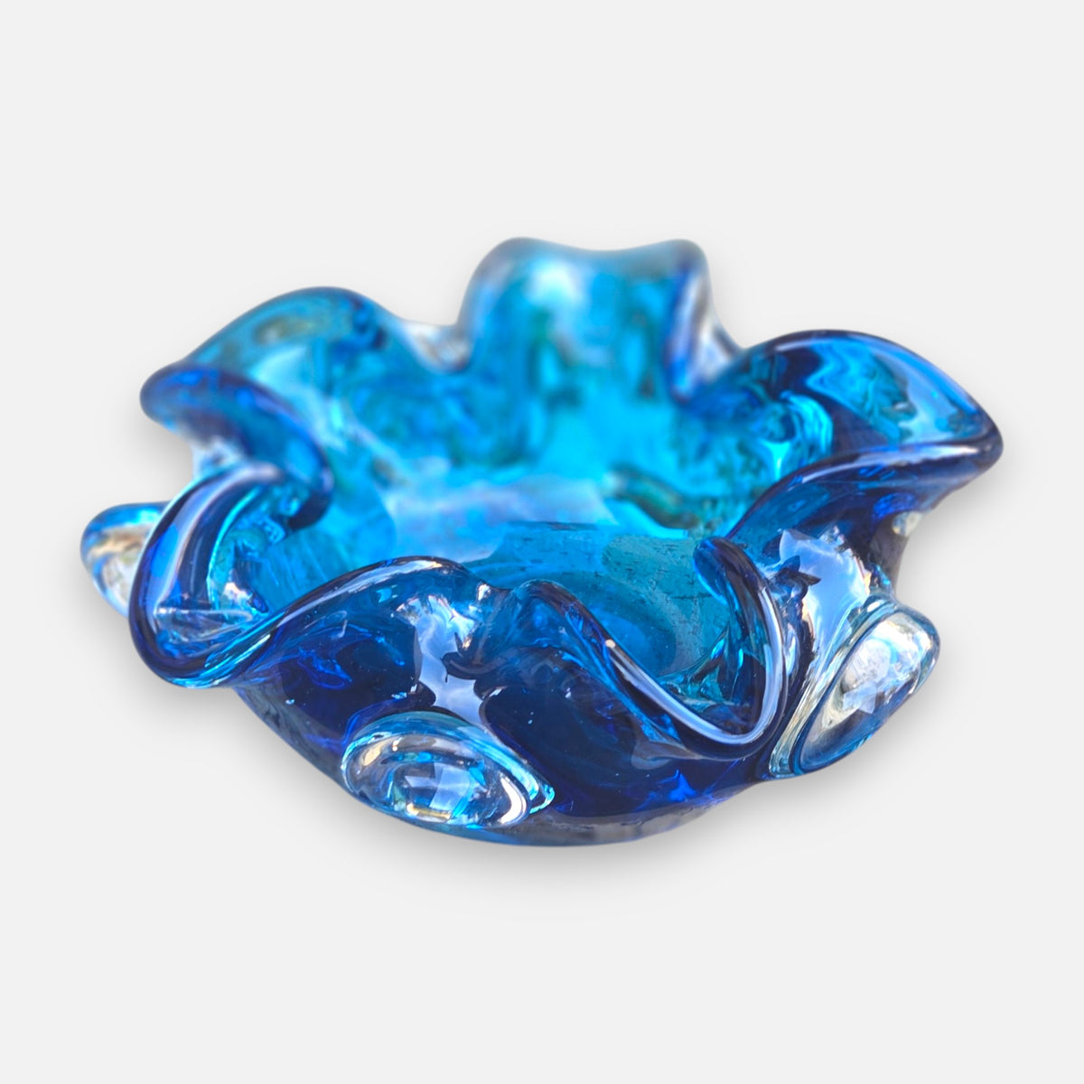 Murano Blue Glass Ashtray/Bowl - Blue
