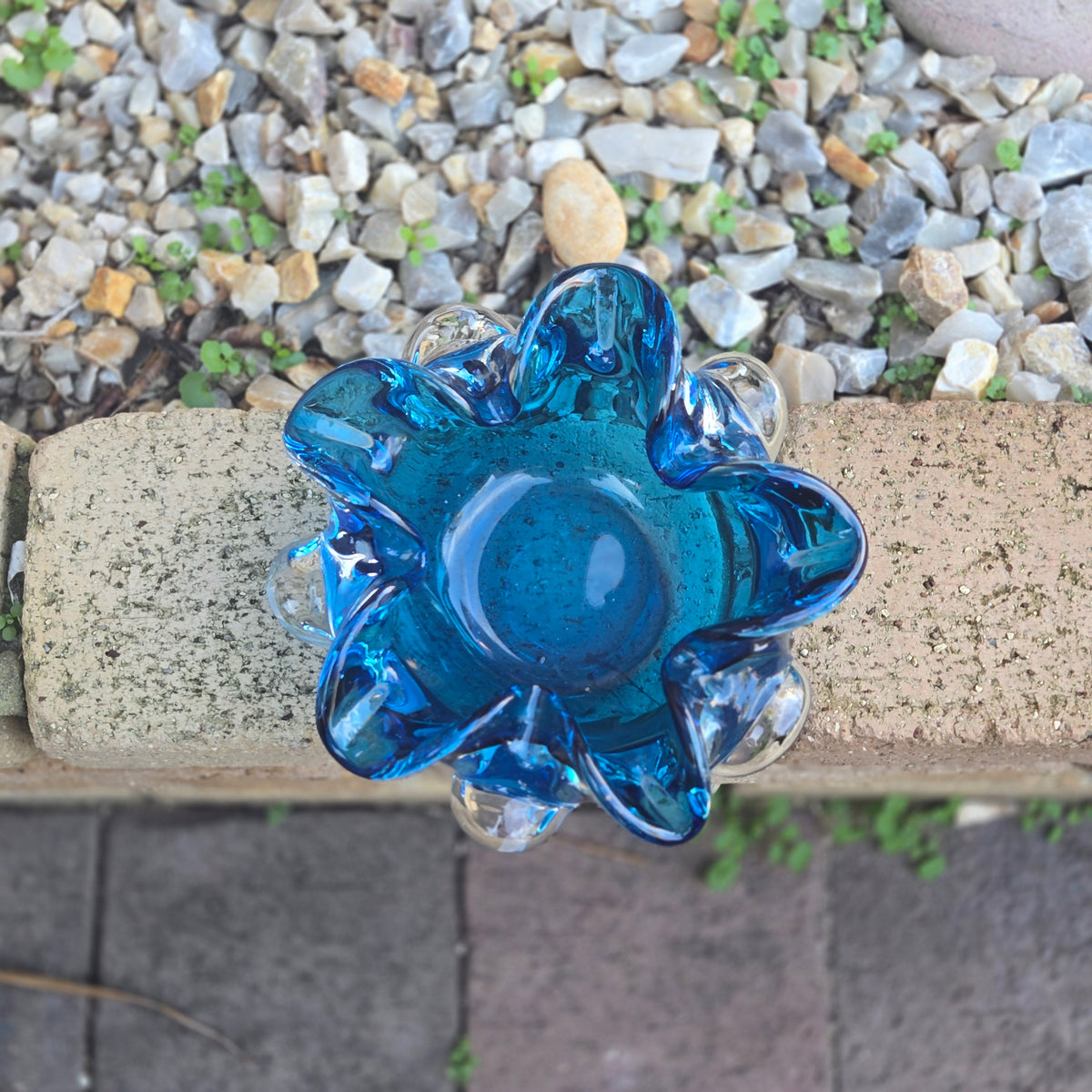 Murano Blue Glass Ashtray/Bowl - Blue