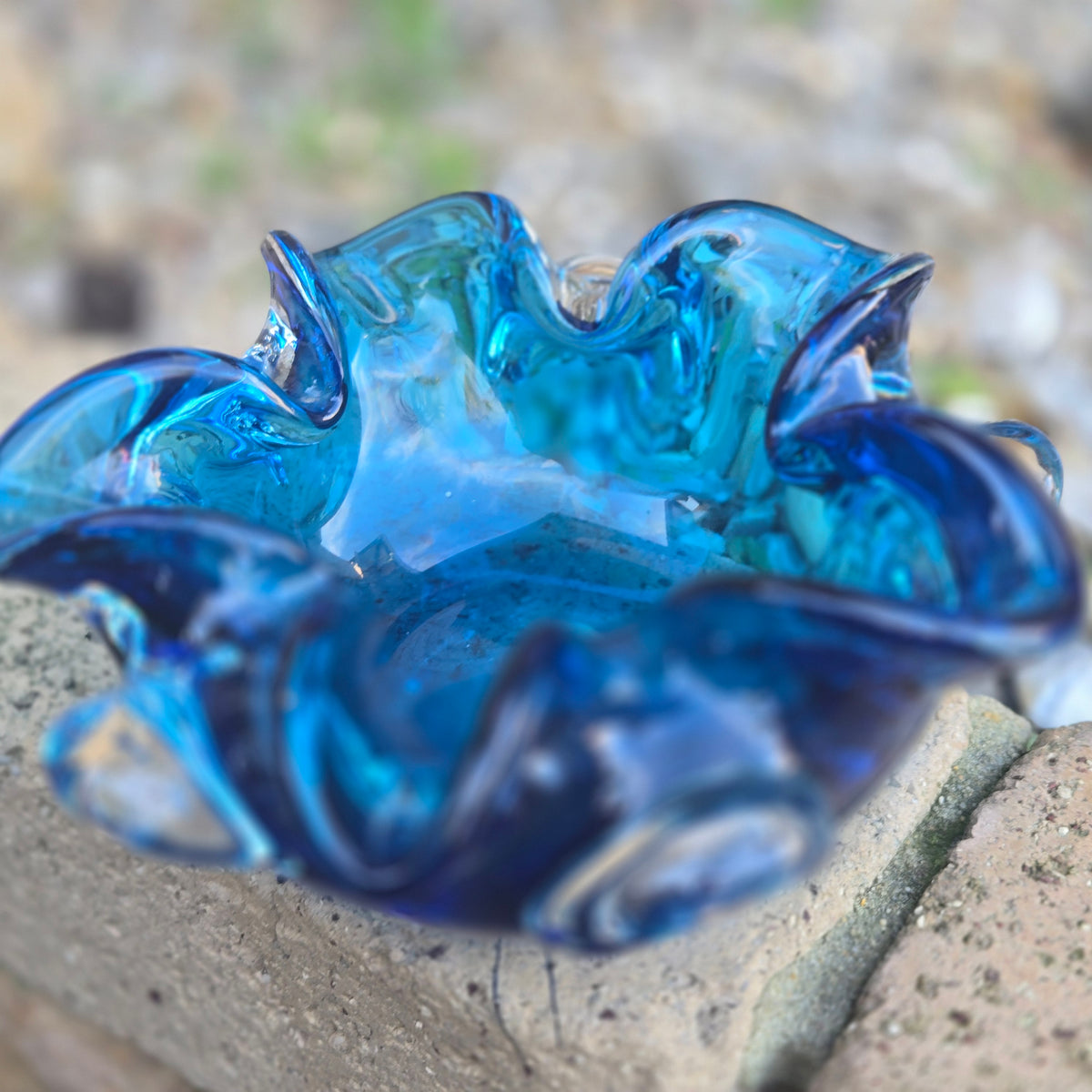 Murano Blue Glass Ashtray/Bowl - Blue
