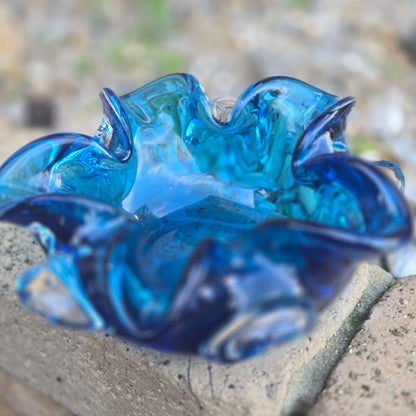 Murano Blue Glass Ashtray/Bowl - Blue