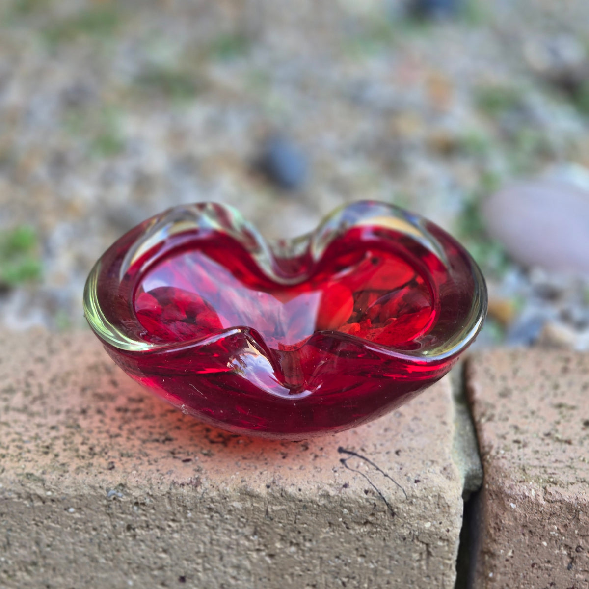 Murano Sommerso Red Ashtray/Bowl - Red