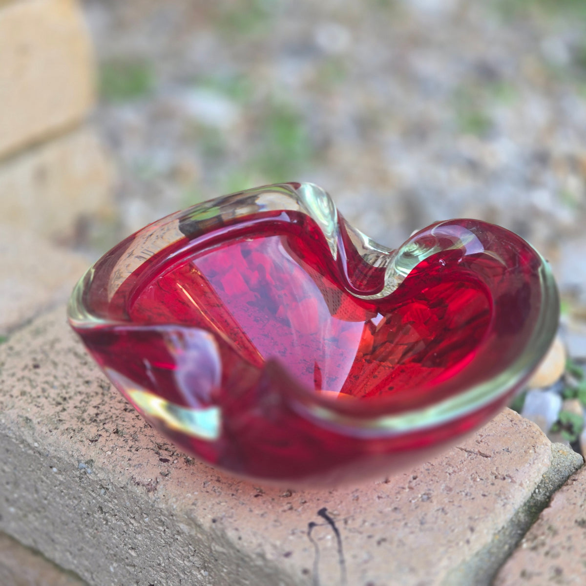 Murano Sommerso Red Ashtray/Bowl - Red
