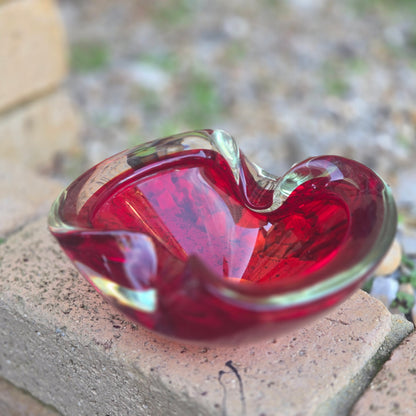 Murano Sommerso Red Ashtray/Bowl - Red