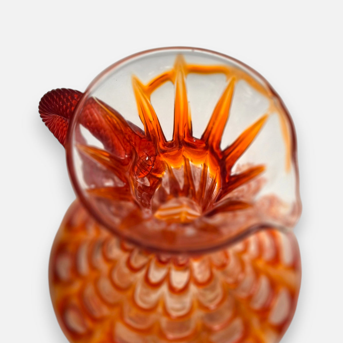 Empoli Lavorazione A Mano Toscano Fenicio Red And Clear Glass Jugs - Red/Clear